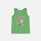 Organic Cotton Tank With Frills Flowers On Green Background