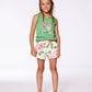 Organic Cotton Tank With Frills Flowers On Green Background