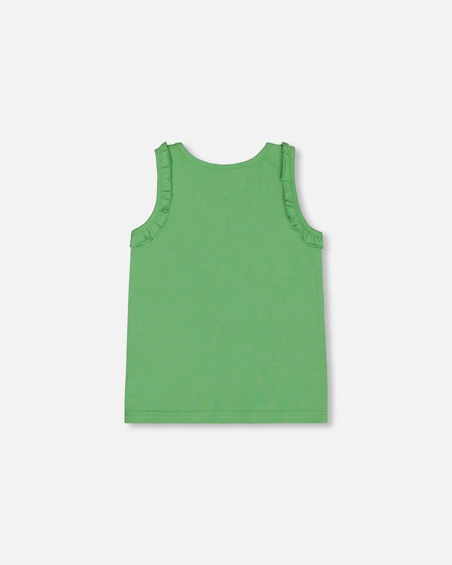 Organic Cotton Tank With Frills Flowers On Green Background