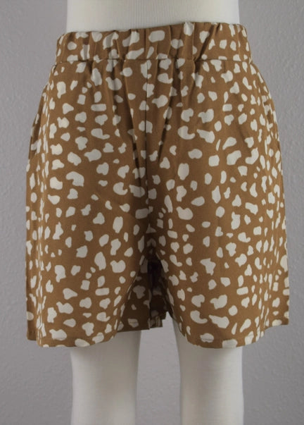 Taupe Spotted Paperbag Shorts