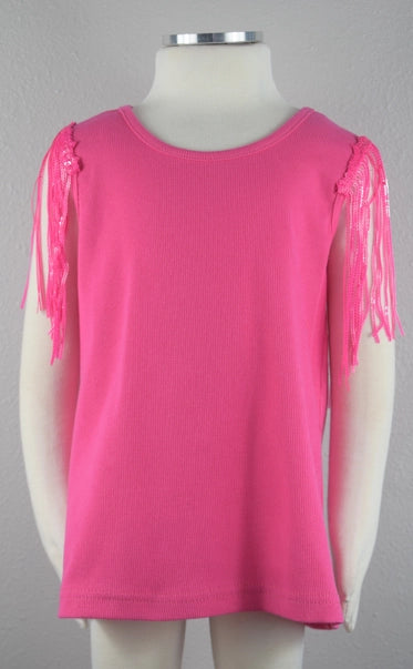 Fuchsia Fringe Sleeve Tank