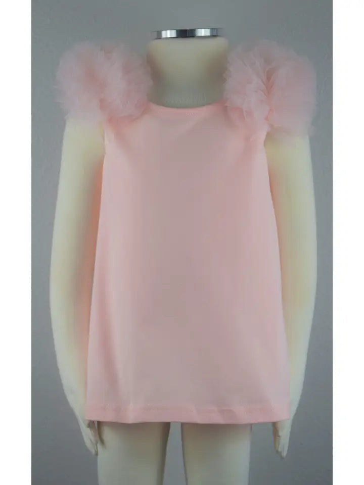 Blush Tank with Tulle Shoulders