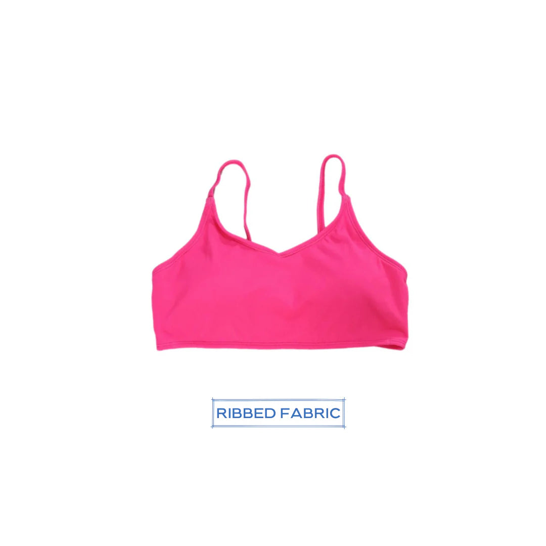 Bikini Top | Radiant Pink and Ruched Bottoms | Retro Tropical