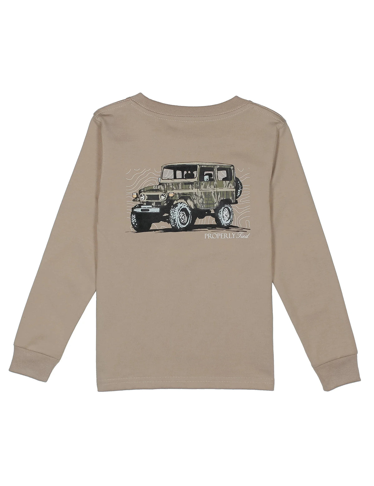 Properly Tied Boys Mossy Oak Topo Cruiser LS Sand