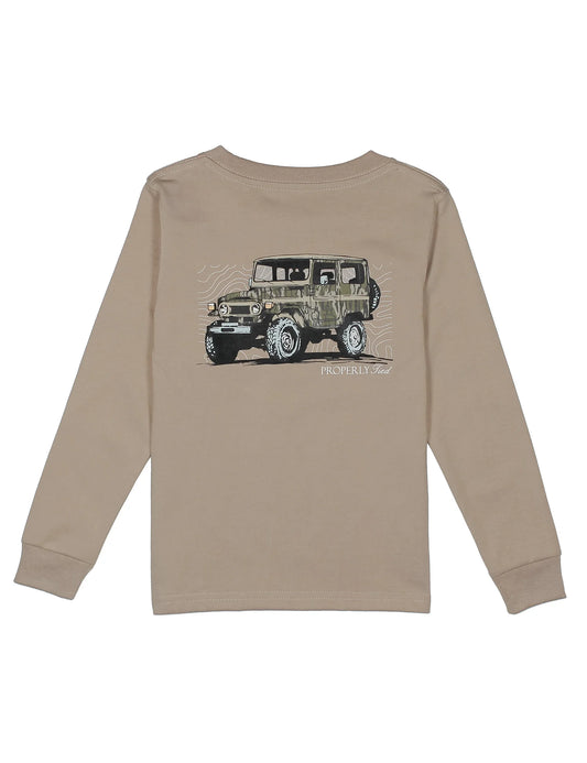 Properly Tied Boys Mossy Oak Topo Cruiser LS Sand
