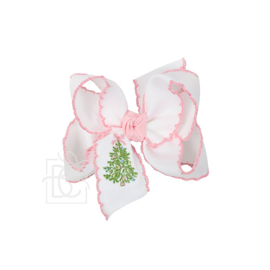 Embroidered Christmas Tree Crochet Edge Bows
