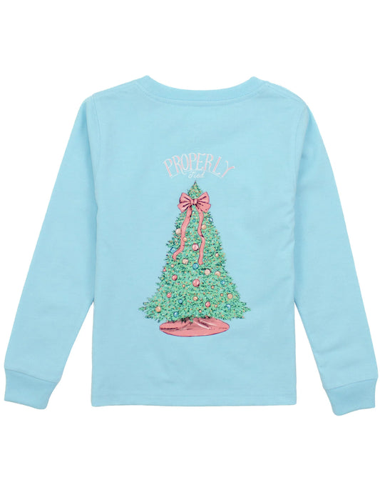 Girls Merry And Bright LS Powder Blue