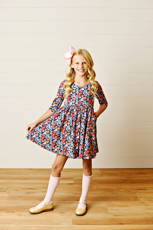 Fall Floral Twirl Dress