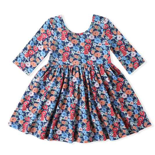 Fall Floral Twirl Dress