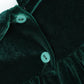 Green Velvet Ruffle Dress