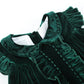 Green Velvet Ruffle Dress