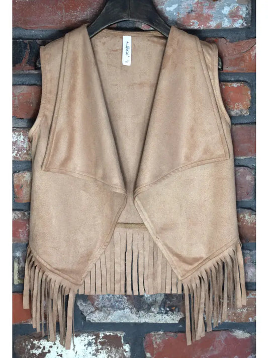 Faux Suede Fringe Vest