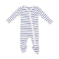 Vintage Stripe Blue  2 Way Zipper Footie