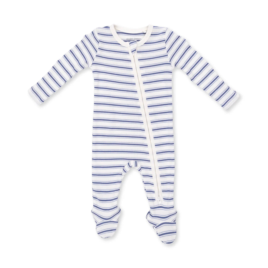 Vintage Stripe Blue  2 Way Zipper Footie