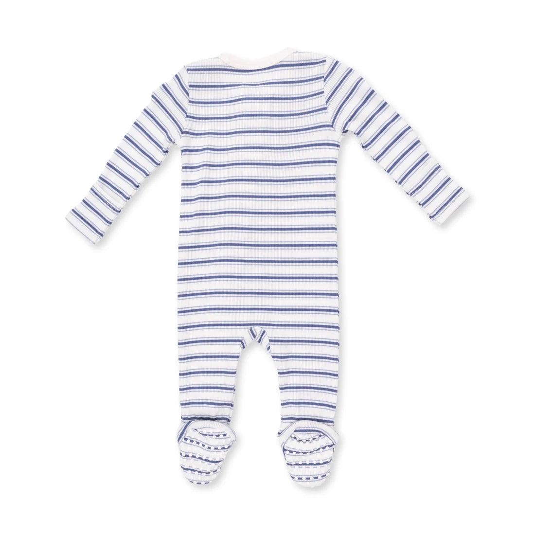 Vintage Stripe Blue  2 Way Zipper Footie