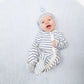 Vintage Stripe Blue  2 Way Zipper Footie