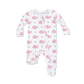 Bubbly Whale with Bow Pink 2 Way Ruffle Back Zipper Footie