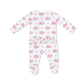 Bubbly Whale with Bow Pink 2 Way Ruffle Back Zipper Footie