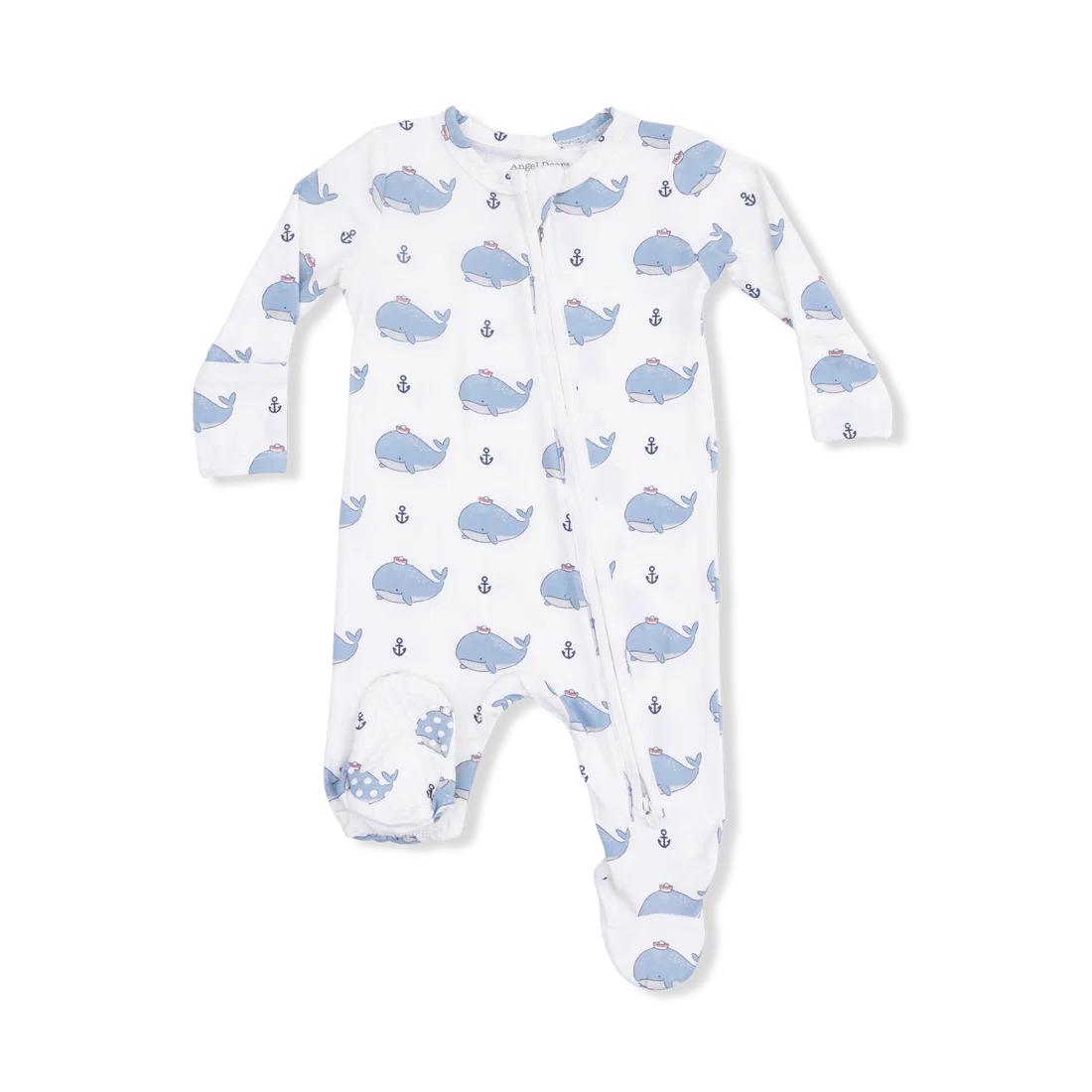 Bubbly Sailor Whales Blue  2 Way Zipper Footie