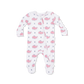 Bubbly Whale with Bow Pink 2 Way Ruffle Back Zipper Footie