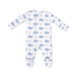 Bubbly Sailor Whales Blue  2 Way Zipper Footie