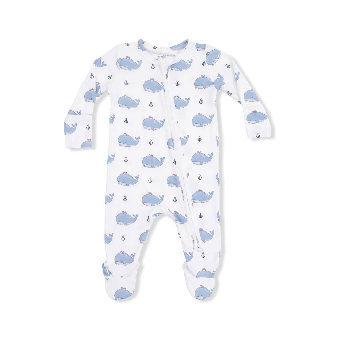 Bubbly Sailor Whales Blue  2 Way Zipper Footie