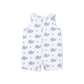 Bubbly Sailor Whales Blue  Sleeveless Shortie Romper