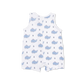 Bubbly Sailor Whales Blue  Sleeveless Shortie Romper