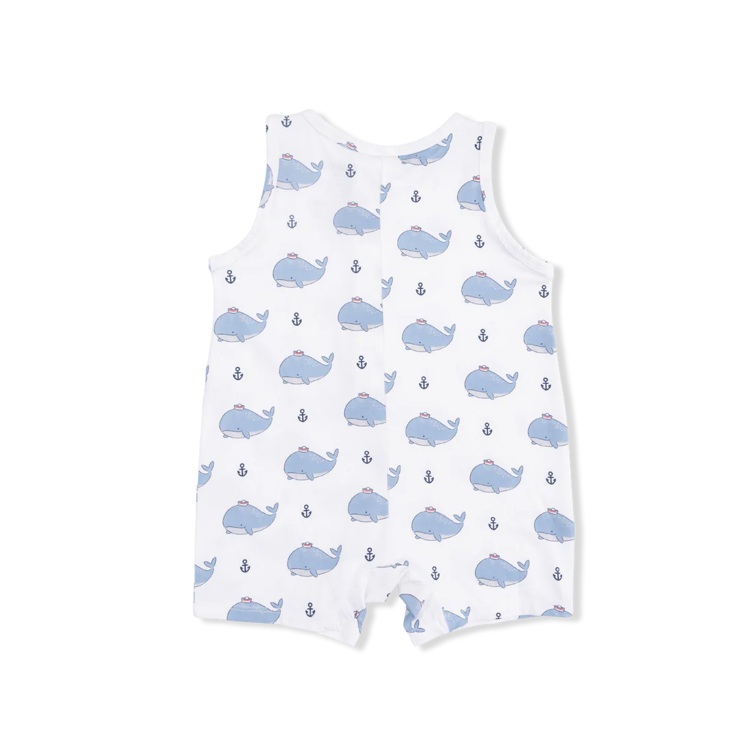 Bubbly Sailor Whales Blue  Sleeveless Shortie Romper