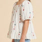 Floral Embroidered Puff Sleeve Tiered Top