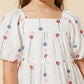 Floral Embroidered Puff Sleeve Tiered Top