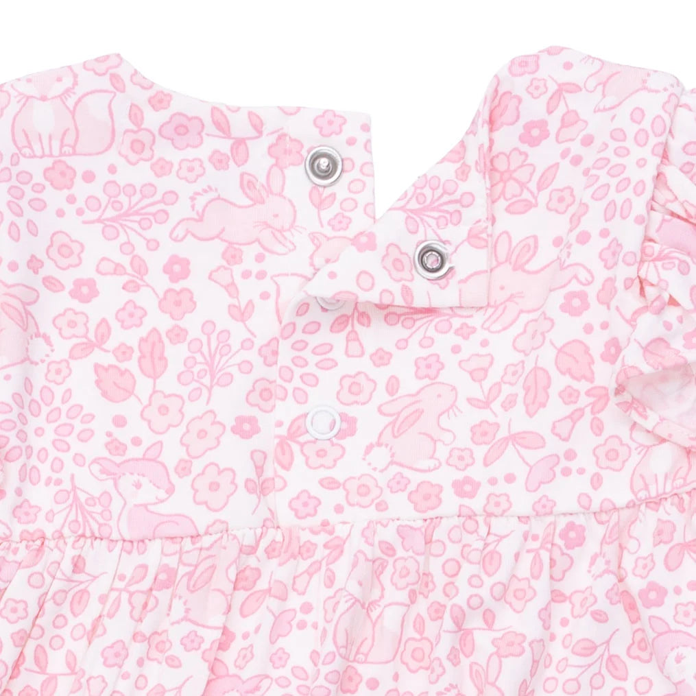 Baby Woodland  Ruffle Sleeve Snap Romper